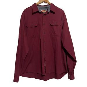 Wrangler Men’s Burgundy Button up Cotton Stretch Size XL